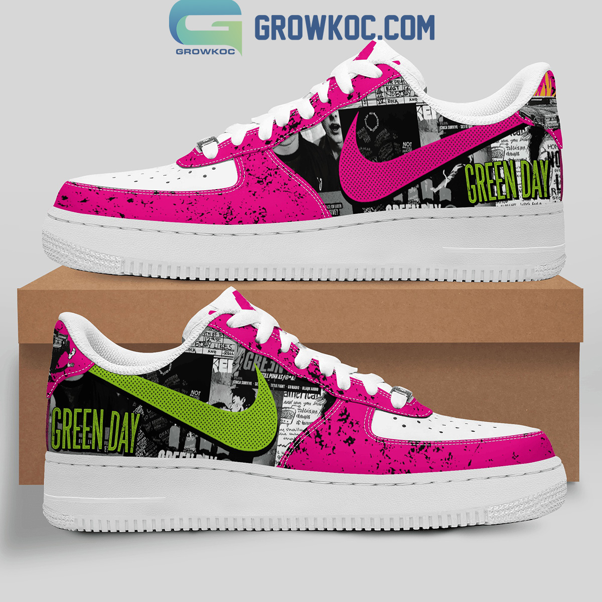 Green Day American Idiot Pink  NK1 AIRF1 Shoes HG Men Woman Fashion Shoes For Men Woman Sneaker Shoes Sneaker Shoes - Minisgiftshop