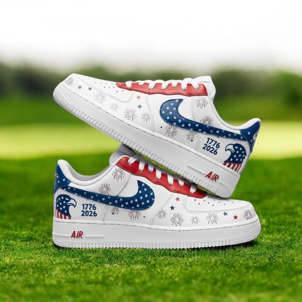 4th of July AF1 Sneakers – 1776 2026 American Eagle Custom AF1 Shoes, Personalized Patriotic AF1 Shoes NNA