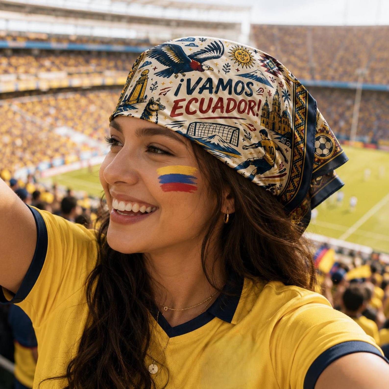 Ecuador Soccer Satin Scarf, Vamos Ecuador Bandana, Football Fan Scarf, Hair Scarf for Women, F?tbol Heritage Gift LN