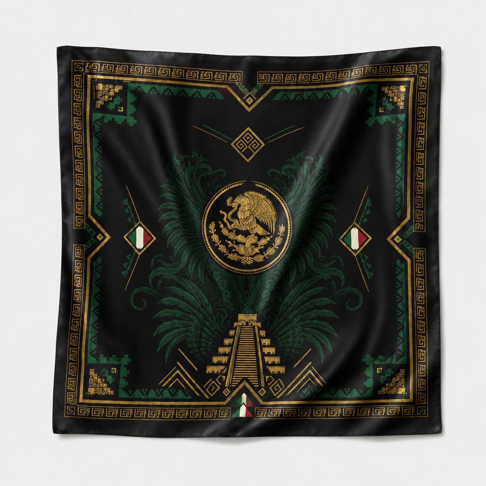 Mexico Football Satin Scarf, Square Scarf World Soccer 2026, Mexico Soccer Fan Gift, Mexican Bandana Headscarf LN