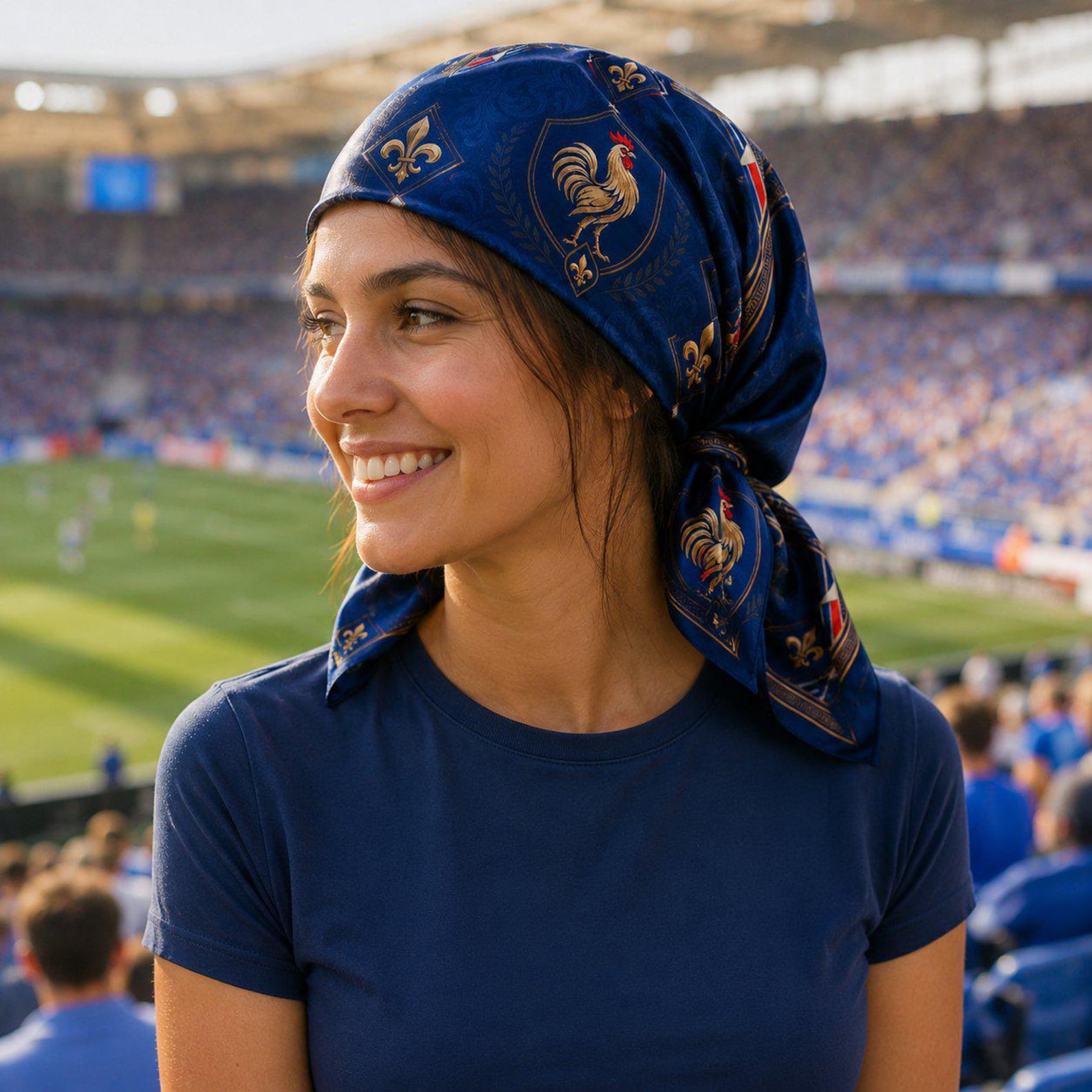 France Soccer Cup Satin Scarf, Soft France Flag Pattern Bandana, World Soccer 2026 France Fan Gift LN