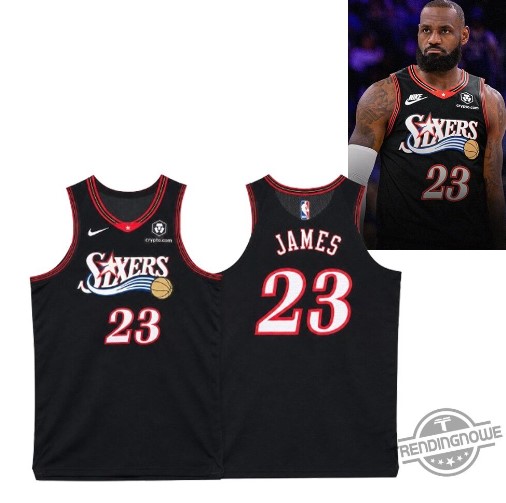 LeBron James Philadelphia 76ers Black Jersey 23 Shirt 2026 76ers Merch Gifts For LeBron Fans  V-neck Jersey HG
