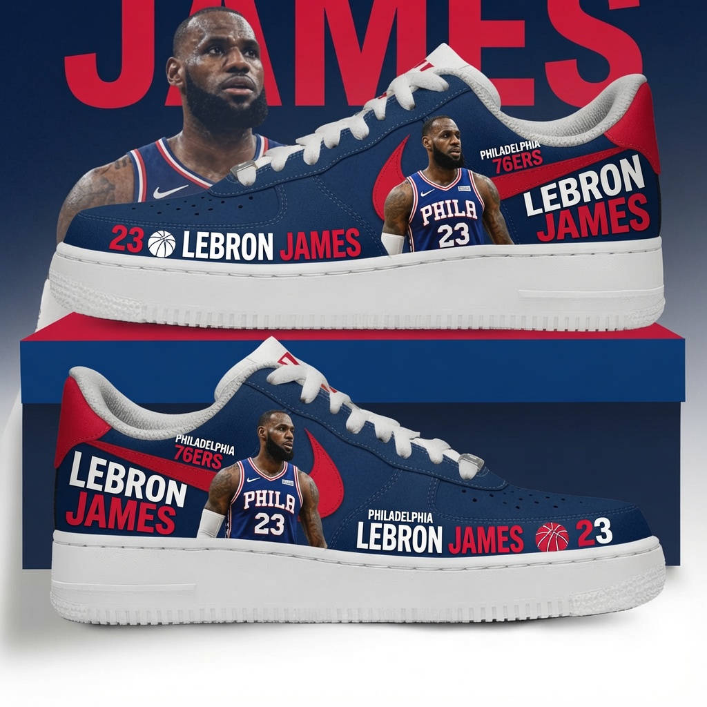 LeBron James Philadelphia 76ers Black  23  NK1 AIRF1 Shoes HG Men Woman Fashion Shoes For Men Woman Sneaker Shoes